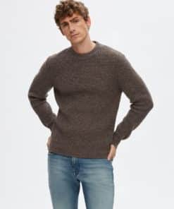 Selected Homme Land Knit Crew Coffee Bean