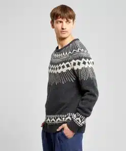 Dedicated Sweater Malung Fair Isle Dark Grey Melange