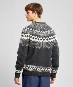 Dedicated Sweater Malung Fair Isle Dark Grey Melange
