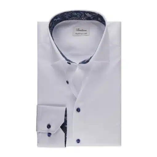 White Contrast Twill Shirt