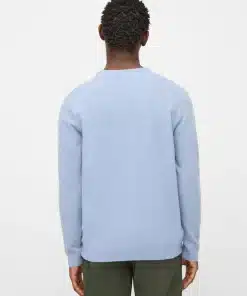 Knowledge Cotton Apparel Basic O-Neck Wool Knit Asley Blue