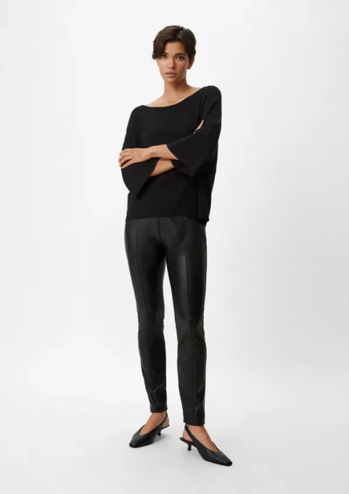 Comma, Faux Leather Trousers Black
