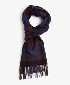 Fred Perry Lambswool Tartan Scarf Oxblood/Shaded Stone