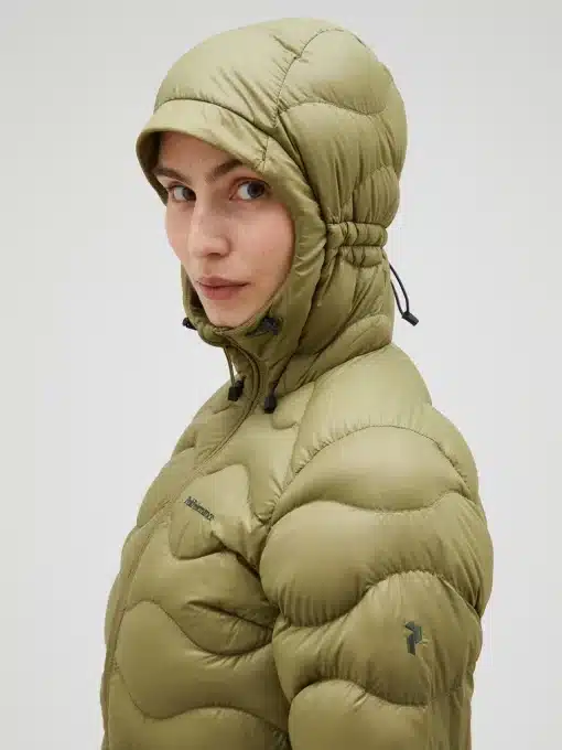 Peak Performance Helium Down Hood Jacket Women Snap Green