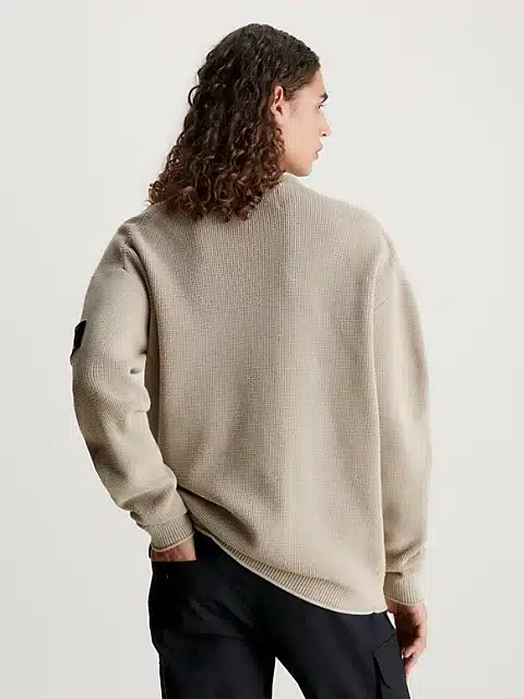 Calvin Klein Badge Relaxed Sweater Plaza Taupe
