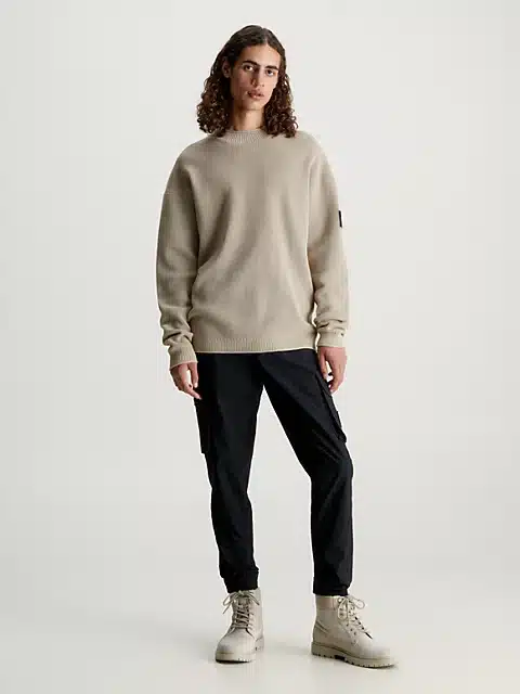 Calvin Klein Badge Relaxed Sweater Plaza Taupe