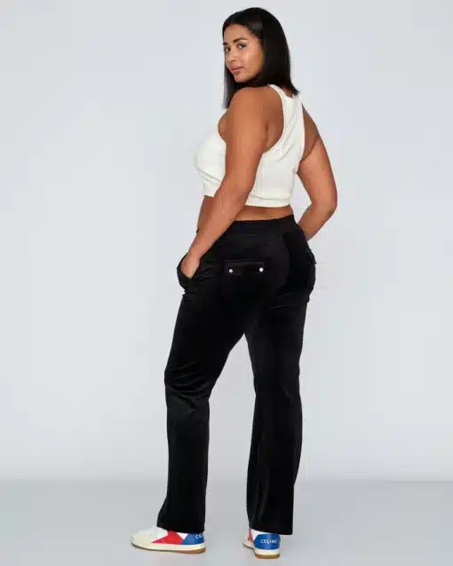 Juicy Couture Classic Velour Del Ray Pocket Pant Black