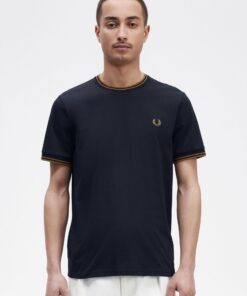 Fred Perry Twin Tipped T-shirt Navy / Dark Caramel