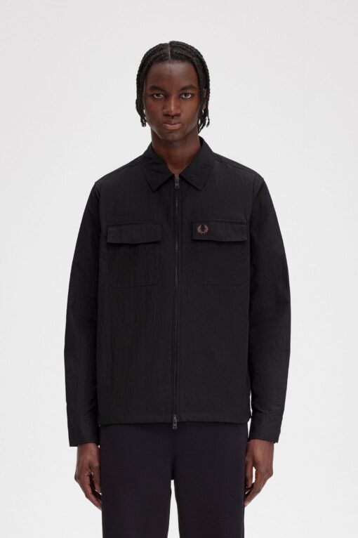 Fred Perry Zip-Through Overshirt Black