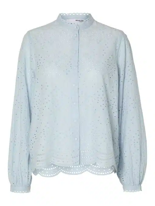 Selected Femme Tatiana Embroidery Shirt Cashmere Blue