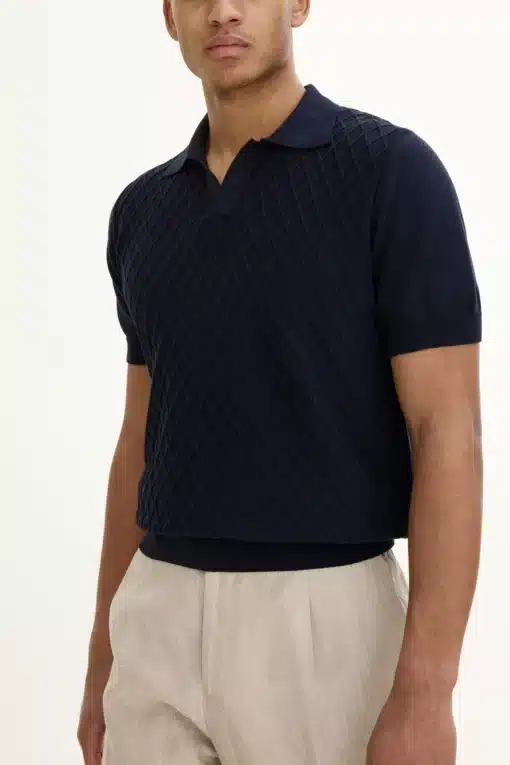 Oscar Jacobson Mirza Short Sleeve Poloshirt Dark Blue
