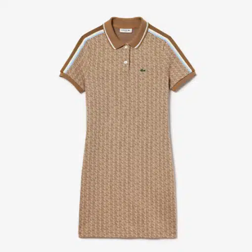 Lacoste Monogrammed Jaqcquard Dress Beige/Brown