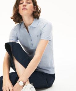 Lacoste L.12.D Slim Fit Stretch Mini Pique Polo Shirt Light Blue