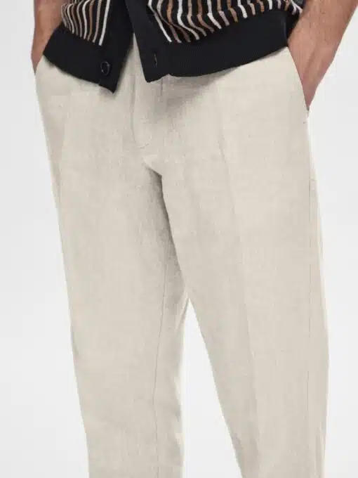 Selected Homme Mads Straight Linen Pants Pure Cashmere