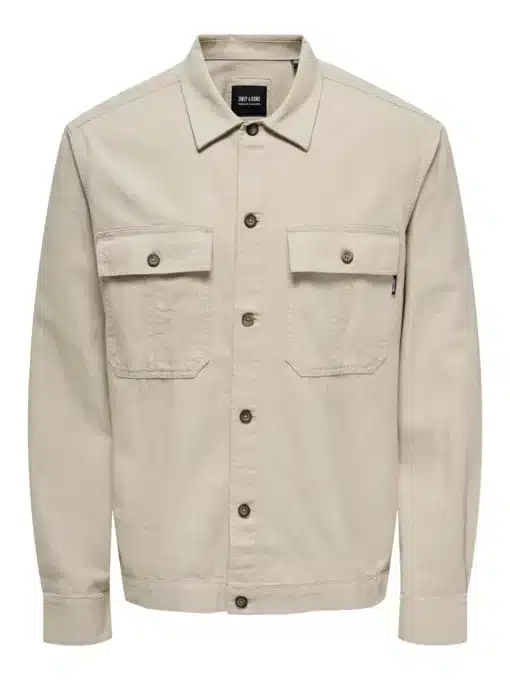 Only & Sons Kennet Linen Overshirt Silver Lining