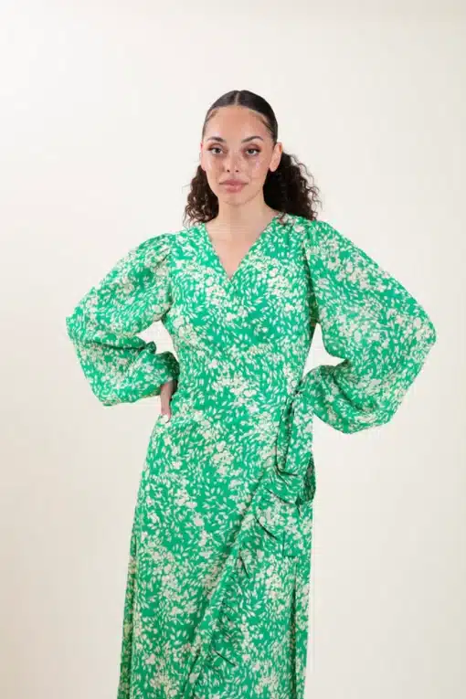 Dry Lake Kita Dress Green Flower Print