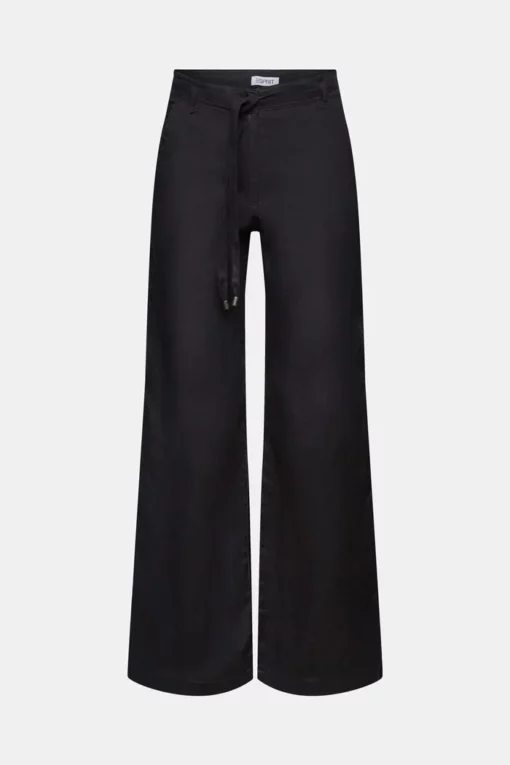 Esprit Wide Linen Pants Black