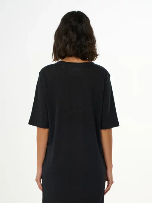 Knowledge Cotton Apparel Linen T-shirt Dress Black Jet