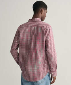 Gant Regular Fit Micro Checked Poplin Shirt Ruby Red