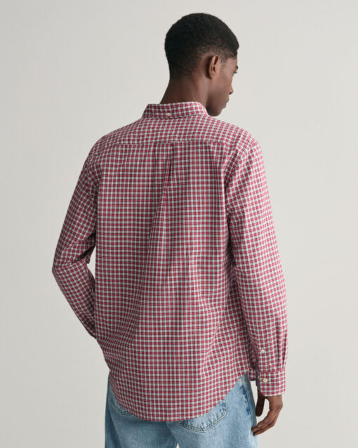 Gant Regular Fit Micro Checked Poplin Shirt Ruby Red