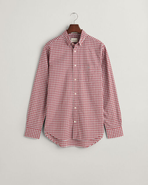 Gant Regular Fit Micro Checked Poplin Shirt Ruby Red