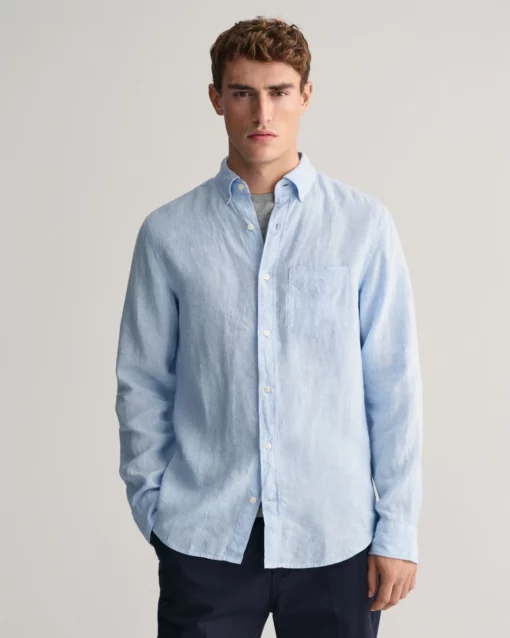 Gant Regular Linen Shirt Capri Blue