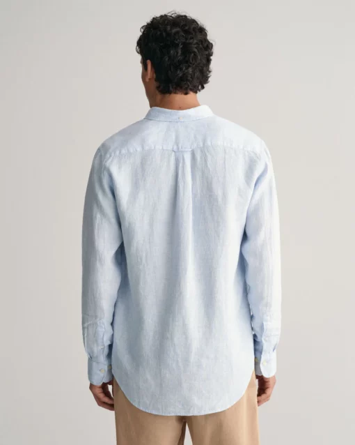 Gant Regular Linen Stripe Shirt Capri Blue