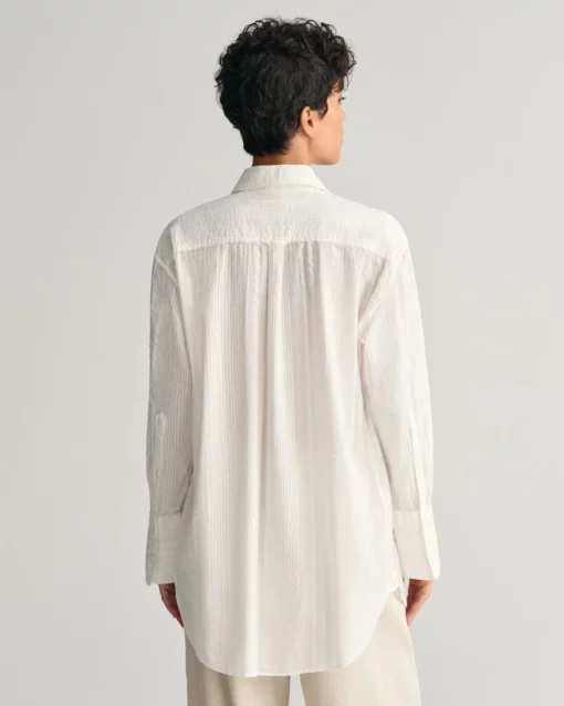 Gant Woman Seersucker Stripe Shirt White
