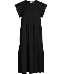 Vila Summer Midi Linen Dress Black