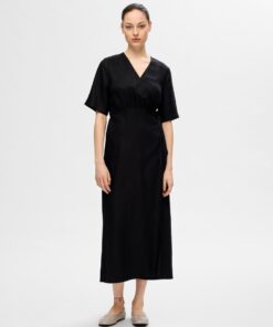 Selected Femme Allesandra 2/4 Ankle Wrap Dress Black