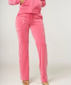 Juicy Couture Classic Velour Layla Low Rise Pocket Flare Hot Pink