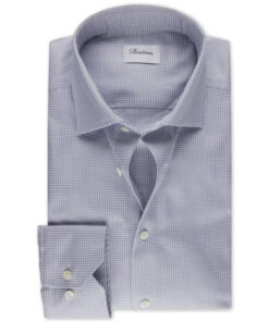 Stenströms Grey Houndstooth Oxford Shirt