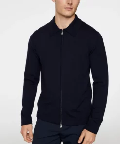 J.Lindeberg Kaleb Merino Zip Cardigan Navy