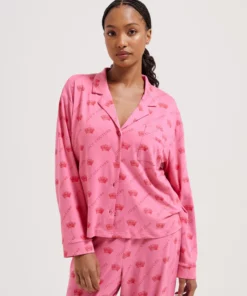 Juicy Couture Estelle & Nolan Pyjama Set Pink & Red Crown Print