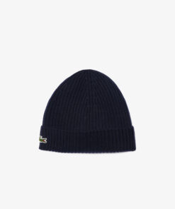 Lacoste Unisex Rib Knit Beanie Midnight Blue