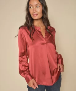 Mos Mosh Enfa Satin Blouse Garnet