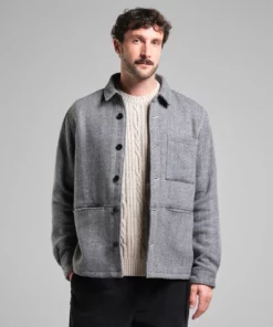 Dedicated Wool Jacket Fagersta Herringbone Black