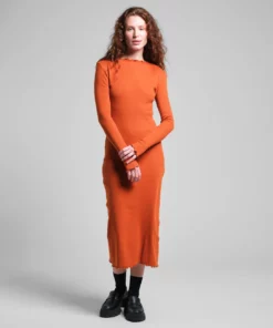 Dedicated Rib Dress Lofta Cinnamon Orange