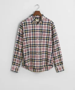 Gant Unisex Fit Flannel Plaid Shirt Cream