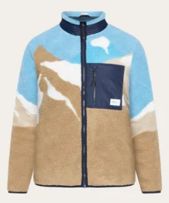 Knowledge Cotton Apparel Loose Mountain Teddy Jacket Blue