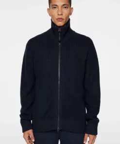 J.Lindeberg Skyler Wool Blend Zip Cardigan Navy