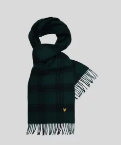 Lyle & Scott Check Lambswool Scarf Argyle Teal/ Jet Black