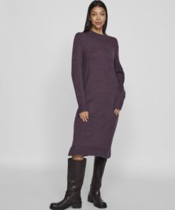 Vila Ril Crew Neck Midi Dress Plum Perfect