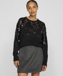 Vila Siquin Seguin Knit Top Black