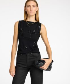 Selected Femme Malli Applique Top Black