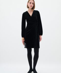 InWear Brynn Goriel Velour Wrap Dress Black