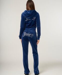 Juicy Couture Tina Classic Velour Track Pant Blue Depths