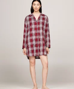 Tommy Hilfiger Original Soft Woven Shirt Nightdress Plaid Check Deep Rouge